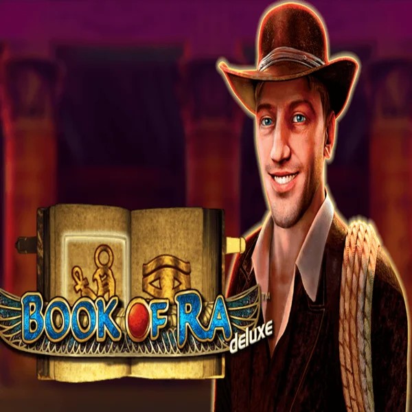 Book of Ra Deluxe slot visual from Novomatic available on winrollacasinoo.com